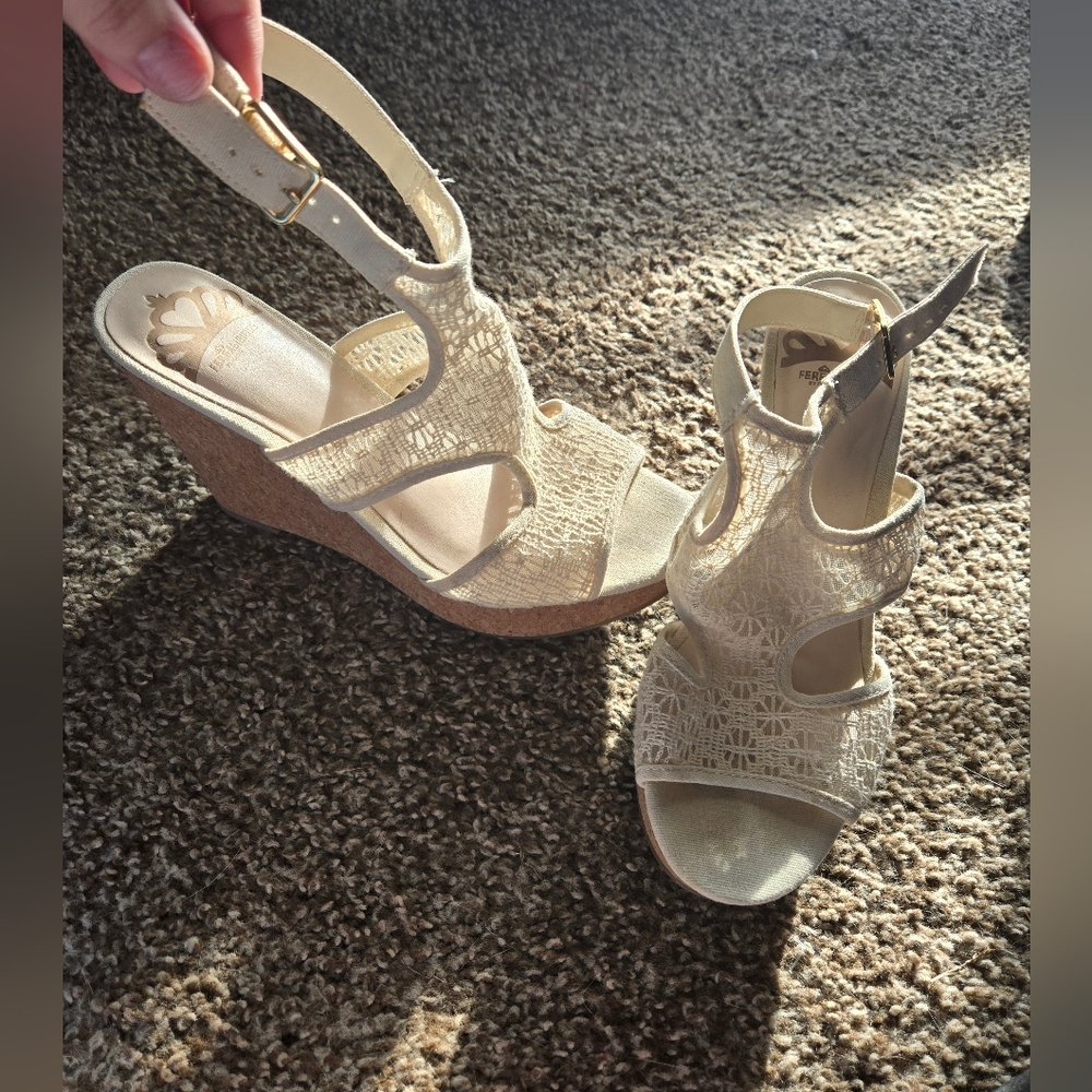 Cream crochet wedge
